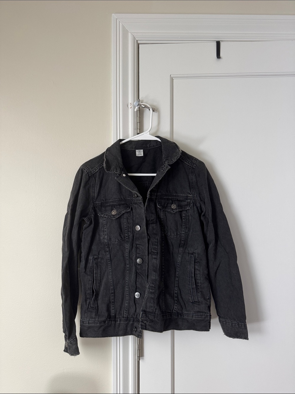Women's Black Denim Jean Jacket - Classic Button Front